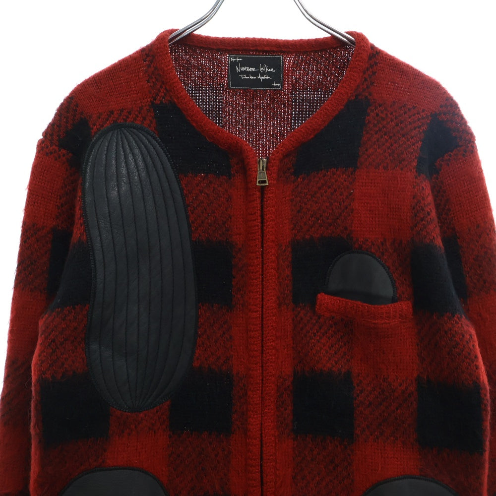 NUMBER (N)INE(ナンバーナイン) 08AW ポートランド期 チェック柄 ジップカーディガン ニットウェア レッド/ブラック F08-NK024