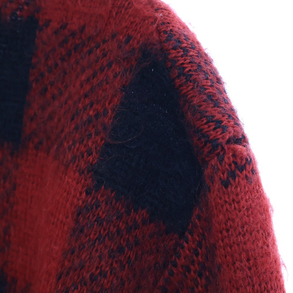 NUMBER (N)INE(ナンバーナイン) 08AW ポートランド期 チェック柄 ジップカーディガン ニットウェア レッド/ブラック F08-NK024