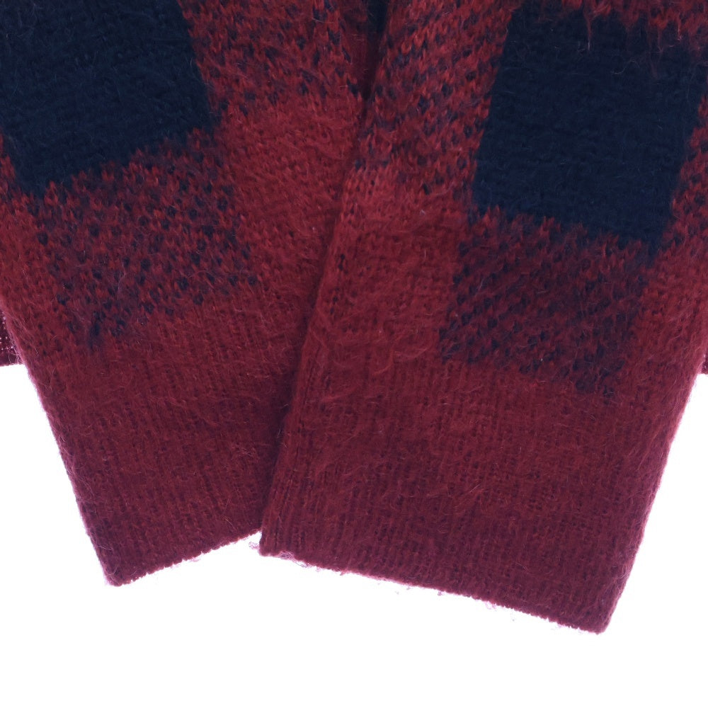 NUMBER (N)INE(ナンバーナイン) 08AW ポートランド期 チェック柄 ジップカーディガン ニットウェア レッド/ブラック F08-NK024