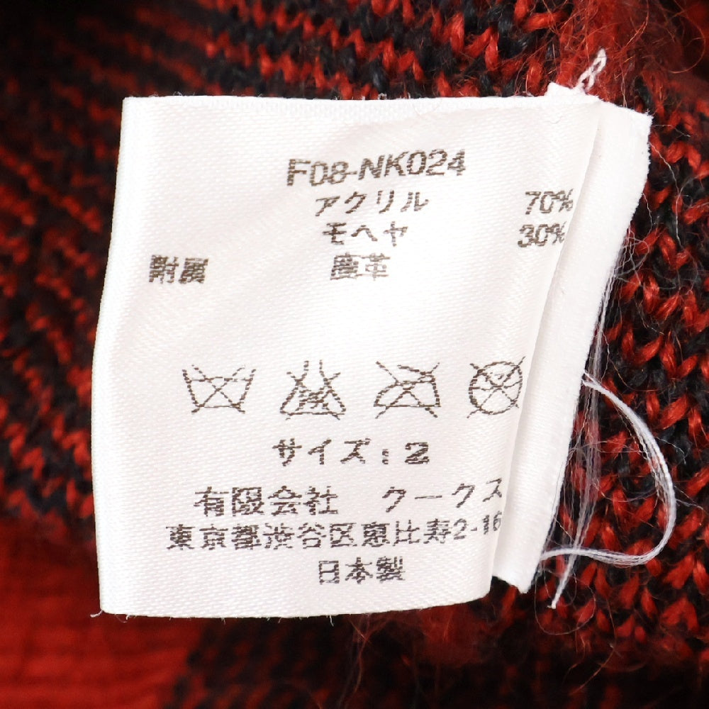 NUMBER (N)INE(ナンバーナイン) 08AW ポートランド期 チェック柄 ジップカーディガン ニットウェア レッド/ブラック F08-NK024