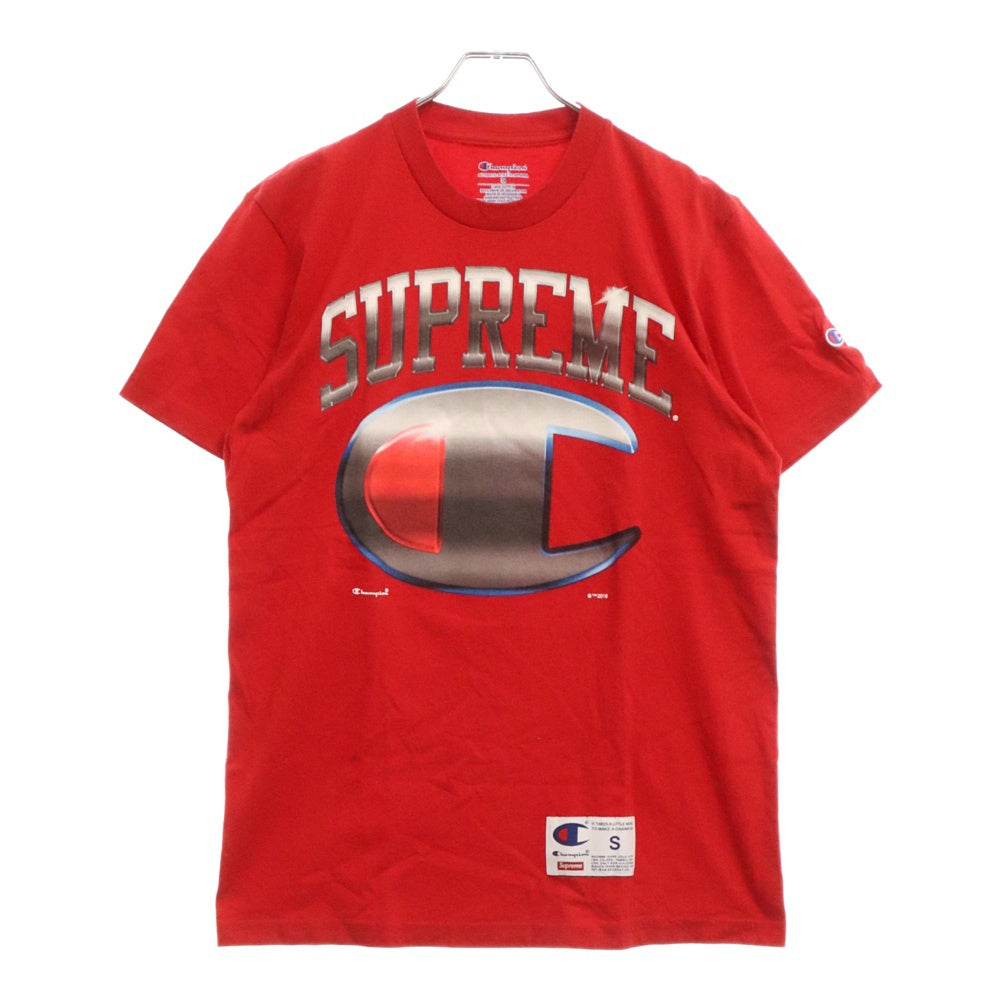 SUPREME(シュプリーム) 19SS Champion Chrome Tee チャンピオン クローム プリント半袖Tシャツ レッド