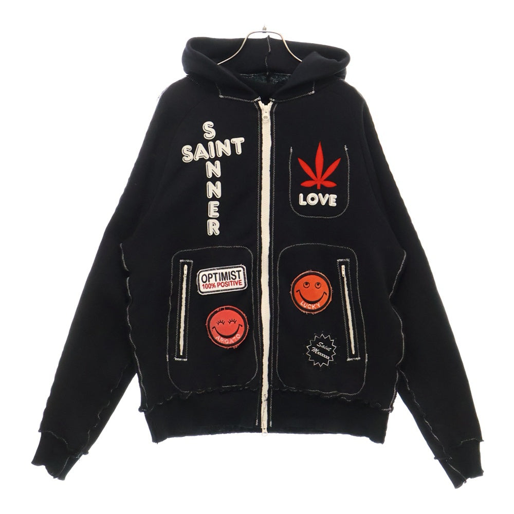 SAINT MICHAEL(セントマイケル) 24AW ×A LOVE MOVEMENT ALM_KNIT JERJEY/BLACK ア ラブ ムーブメント ワッペン/アームロゴ ニットジャージー ブラック SM-YS1-0000-C44