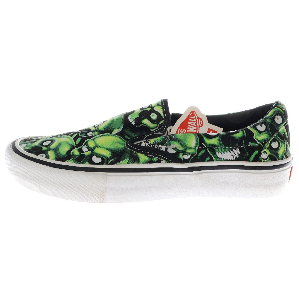 SUPREME(シュプリーム) 18SS×VANS SKULL PILE SLIP-ON PRO VN0A347V3FW バンズ スカル スリッポン ローカットスニーカー US8/26cm ブラック/グリーン
