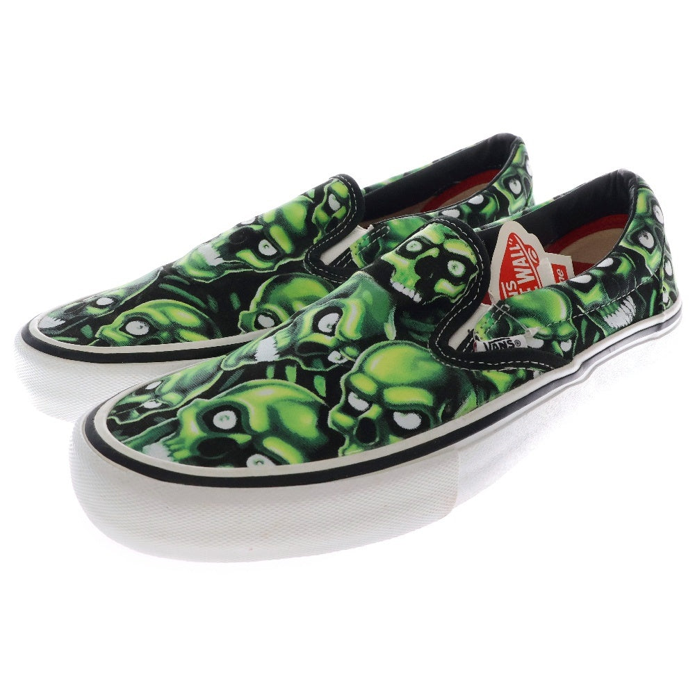 SUPREME(シュプリーム) 18SS×VANS SKULL PILE SLIP-ON PRO VN0A347V3FW バンズ スカル スリッポン ローカットスニーカー US8/26cm ブラック/グリーン