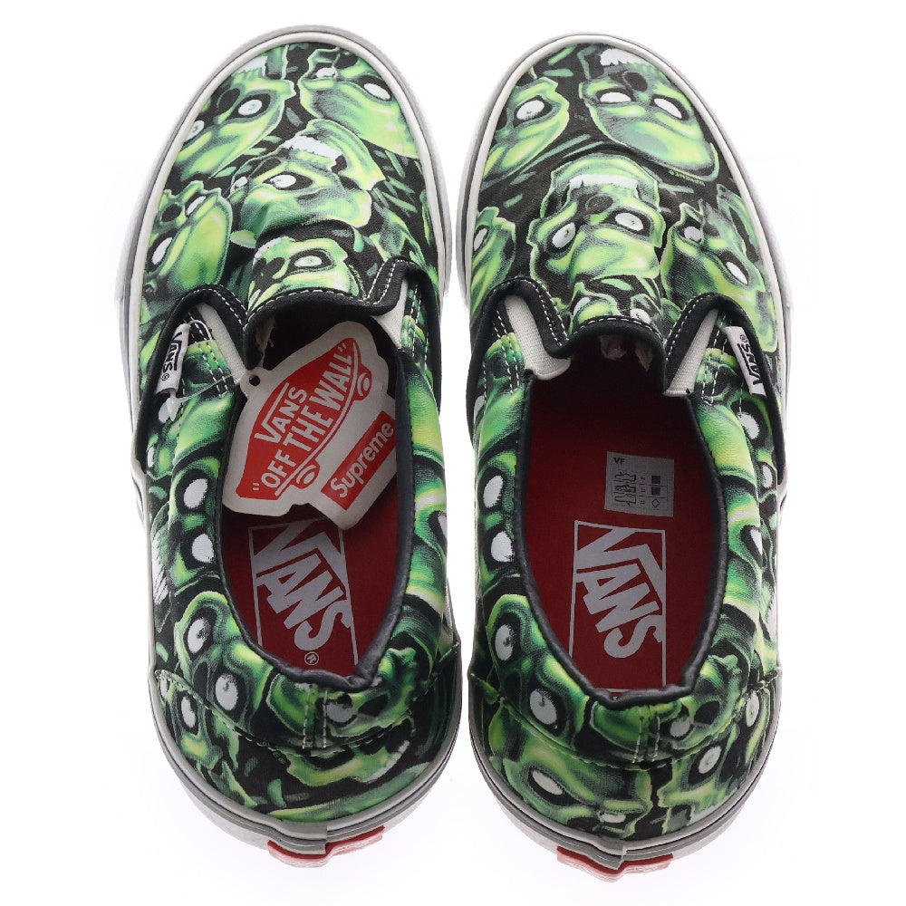 SUPREME(シュプリーム) 18SS×VANS SKULL PILE SLIP-ON PRO VN0A347V3FW バンズ スカル スリッポン ローカットスニーカー US8/26cm ブラック/グリーン