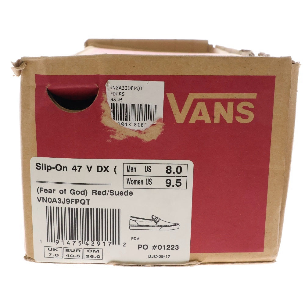 VANS(ヴァンズ) ×FEAR OF GOD Slip-On 47 V DX VN0A3J9FPQT フィアオブゴッド スリッポン ローカットスニーカー US8/26cm レッド
