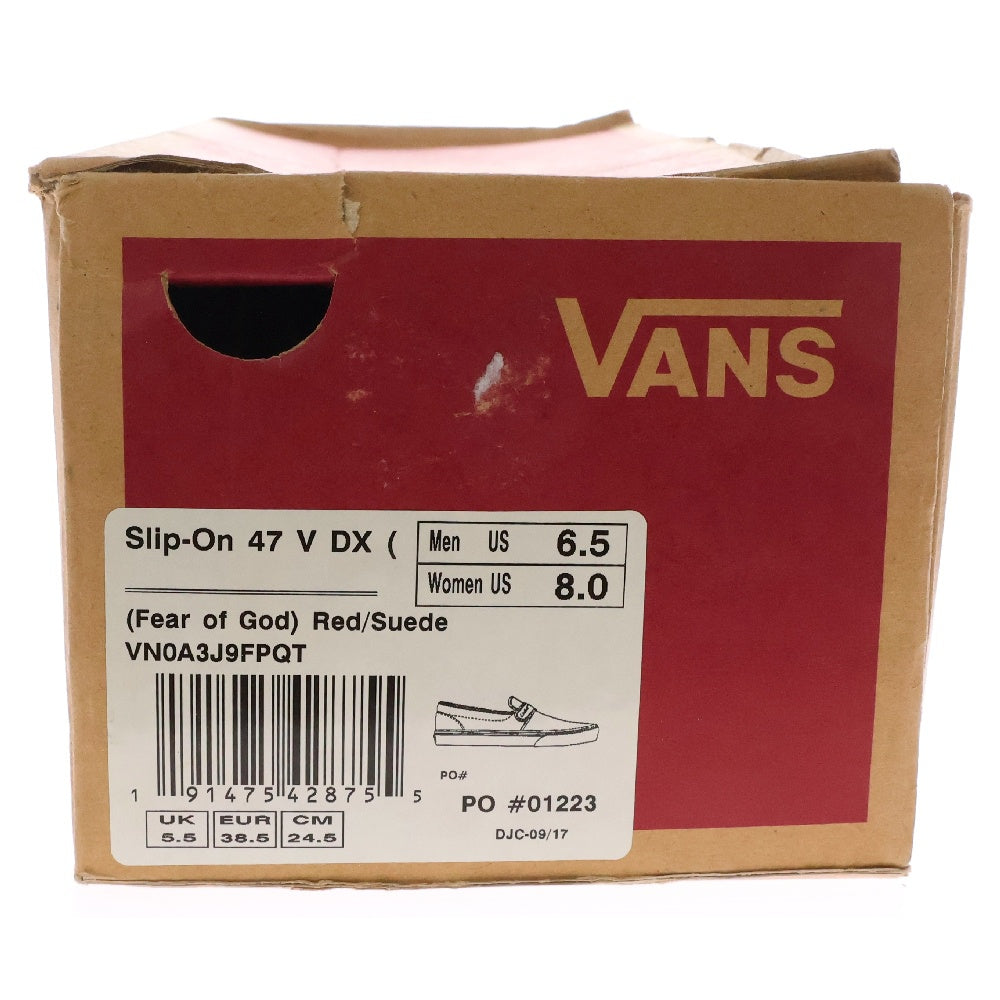 VANS(ヴァンズ) ×FEAR OF GOD Slip-On 47 V DX VN0A3J9FPQT フィアオブゴッド スリッポン US6.5/24.5cm レッド レディース