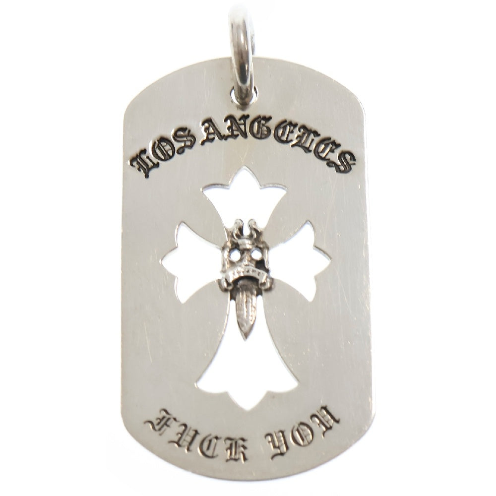 CHROME HEARTS(クロムハーツ) D TAG LRG CROSS DAGG LOS ANGELES ロサンゼルス限定 カットアウトクロスダガー ラージドッグタグ ネックレストップ シルバー