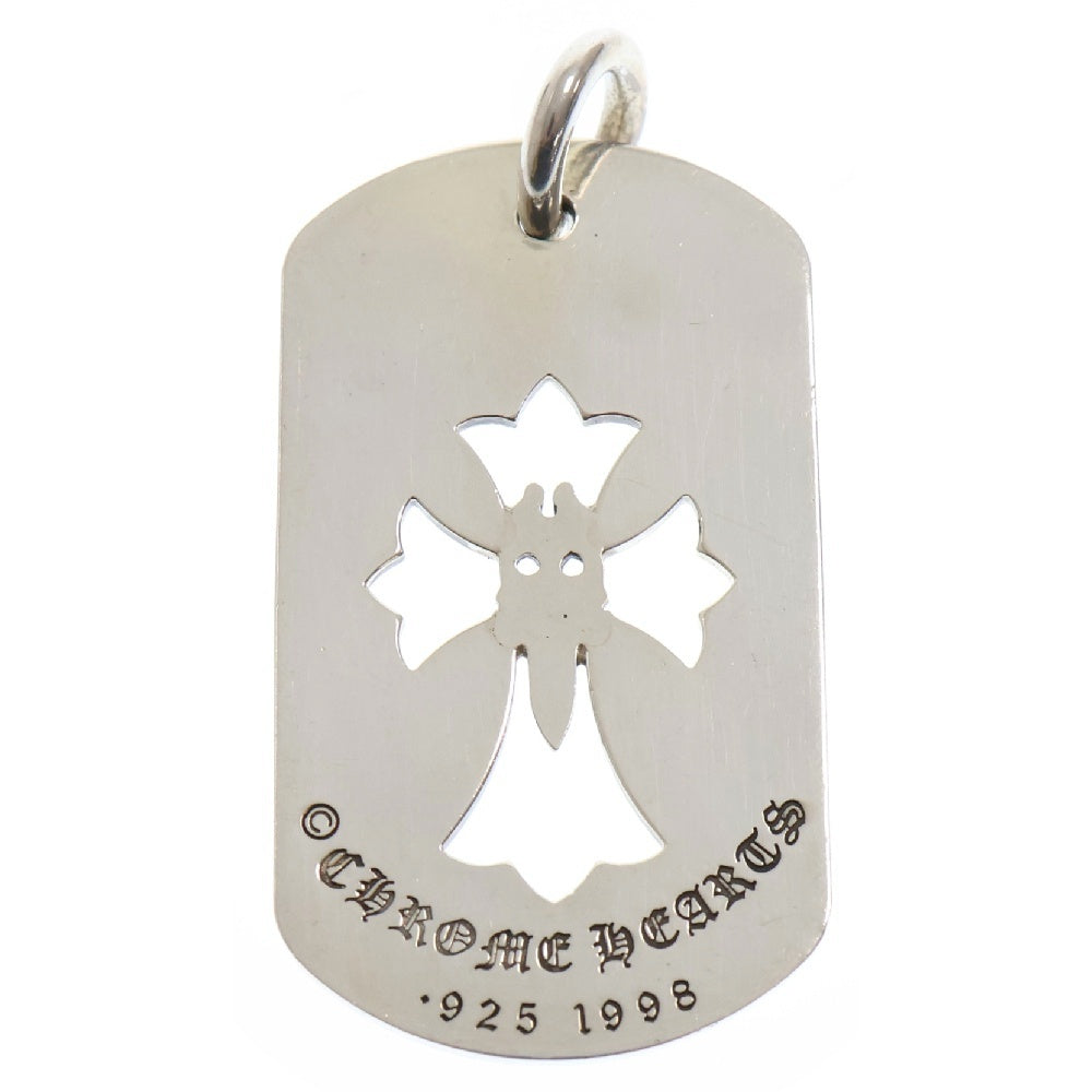 CHROME HEARTS(クロムハーツ) D TAG LRG CROSS DAGG LOS ANGELES ロサンゼルス限定 カットアウトクロスダガー ラージドッグタグ ネックレストップ シルバー