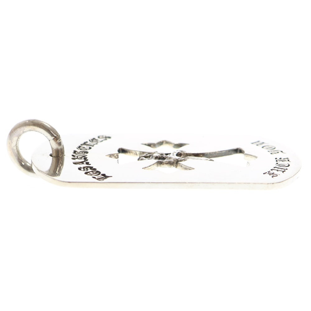 CHROME HEARTS(クロムハーツ) D TAG LRG CROSS DAGG LOS ANGELES ロサンゼルス限定 カットアウトクロスダガー ラージドッグタグ ネックレストップ シルバー