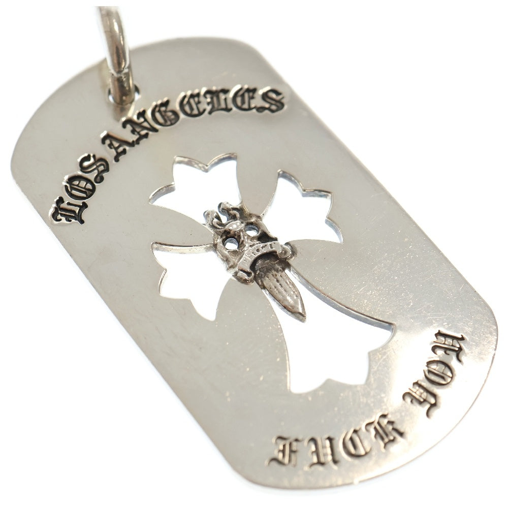 CHROME HEARTS(クロムハーツ) D TAG LRG CROSS DAGG LOS ANGELES ロサンゼルス限定 カットアウトクロスダガー ラージドッグタグ ネックレストップ シルバー