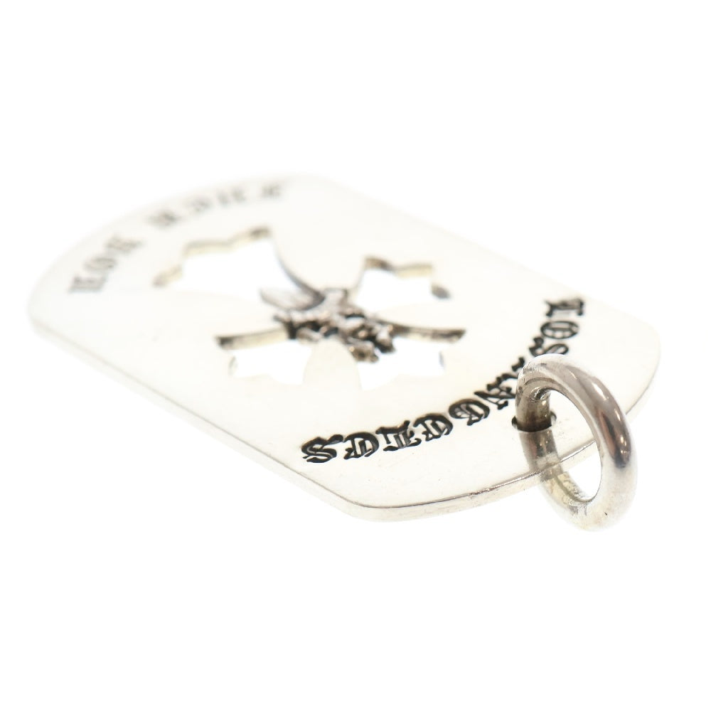 CHROME HEARTS(クロムハーツ) D TAG LRG CROSS DAGG LOS ANGELES ロサンゼルス限定 カットアウトクロスダガー ラージドッグタグ ネックレストップ シルバー