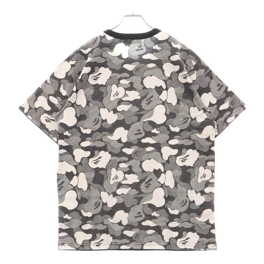 A BATHING APE(アベイシングエイプ) バック総柄サルカモ半袖Tシャツ ブラック/グレー