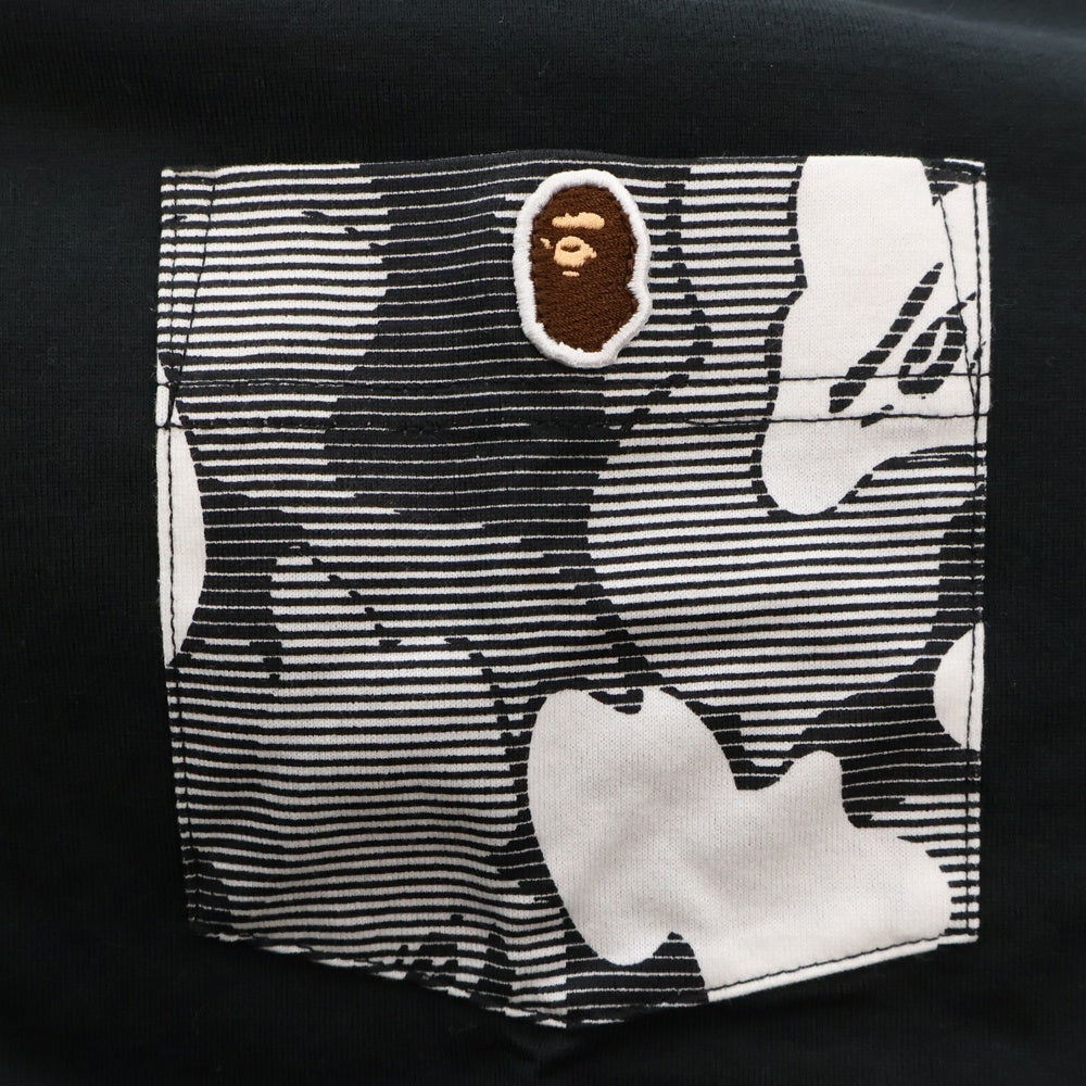 A BATHING APE(アベイシングエイプ) バック総柄サルカモ半袖Tシャツ ブラック/グレー