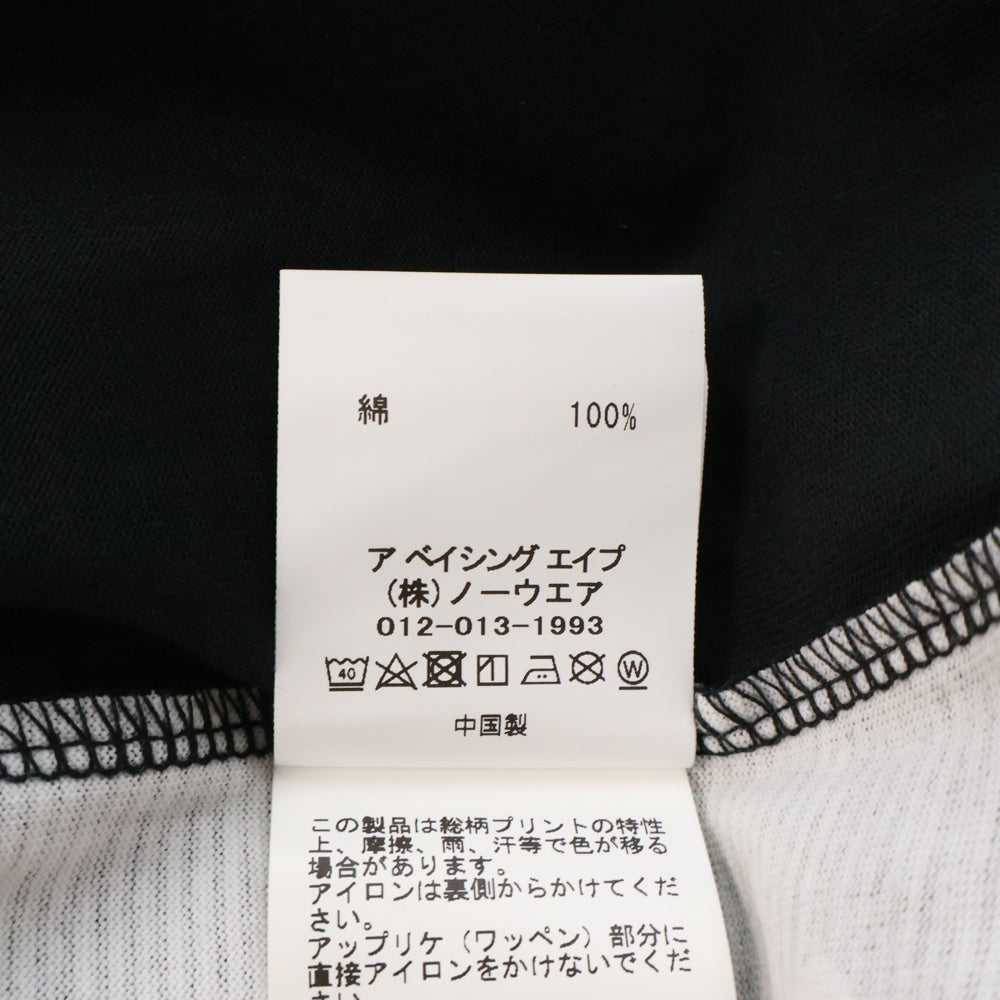 A BATHING APE(アベイシングエイプ) バック総柄サルカモ半袖Tシャツ ブラック/グレー