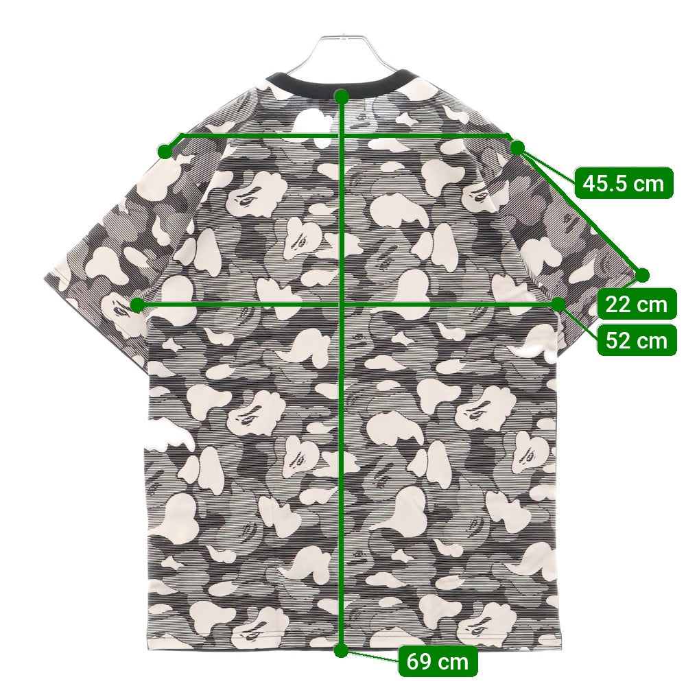 A BATHING APE(アベイシングエイプ) バック総柄サルカモ半袖Tシャツ ブラック/グレー