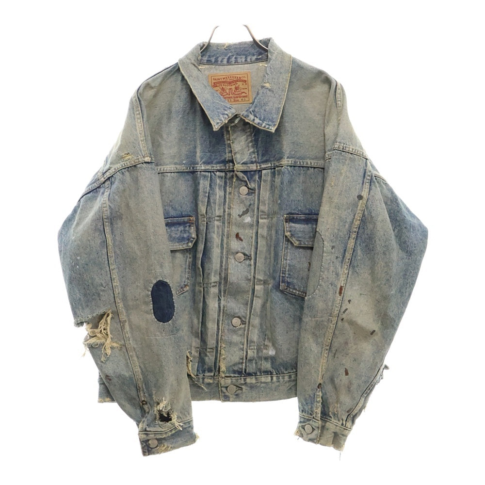 SAINT MICHAEL(セントマイケル) 23AW BJ_DENIM JKT / DAMAGE ベルベルジン ダメージ加工 デニムジャケット インディゴ SM-A23-0000-C17