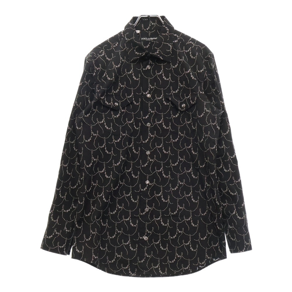 DOLCE & GABBANA(ドルチェアンドガッバーナ) 総柄 カウボーイ ボタンシャツ ブラック G5DO4T
