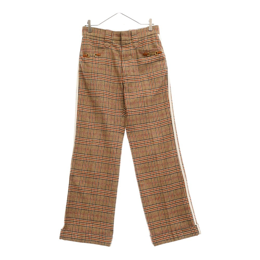 GUCCI(グッチ) × adidas Check Wool Trouser グッチ アディダス チェックウールパンツ ブラウン 696656