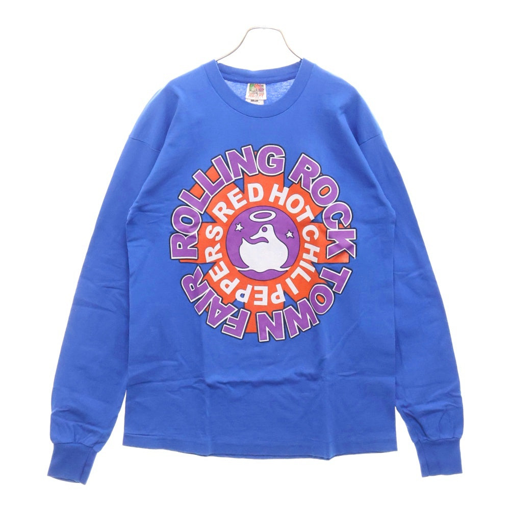VINTAGE(ヴィンテージ) 90's RED HOT CHILI PEPPERS FAIR L/S FRUIT OF THE LOOM レッドホットチリペッパーズ ローリングロック プリントロゴ 長袖Tシャツ ブルー