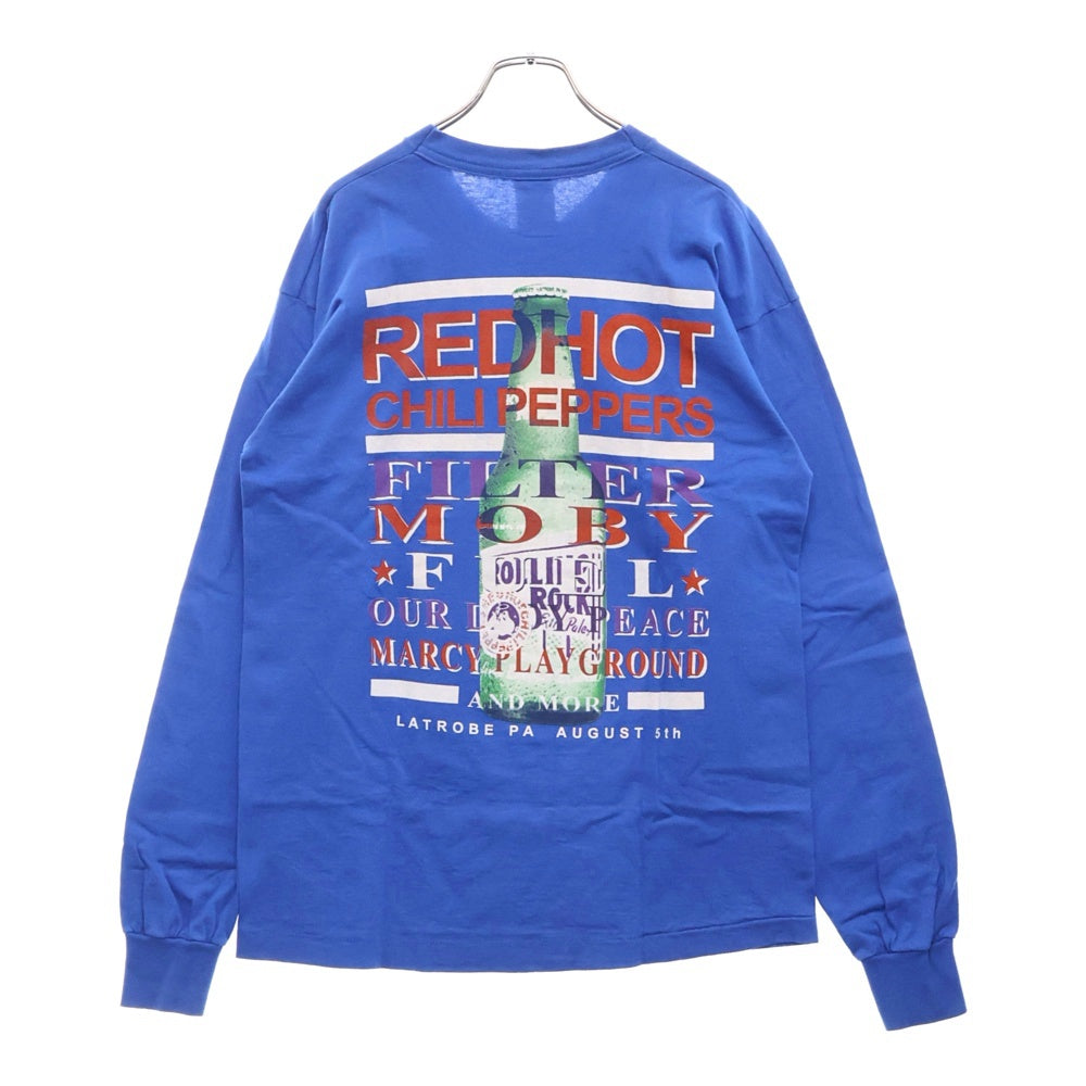 VINTAGE(ヴィンテージ) 90's RED HOT CHILI PEPPERS FAIR L/S FRUIT OF THE LOOM レッドホットチリペッパーズ ローリングロック プリントロゴ 長袖Tシャツ ブルー
