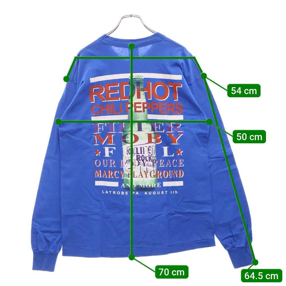 VINTAGE(ヴィンテージ) 90's RED HOT CHILI PEPPERS FAIR L/S FRUIT OF THE LOOM レッドホットチリペッパーズ ローリングロック プリントロゴ 長袖Tシャツ ブルー