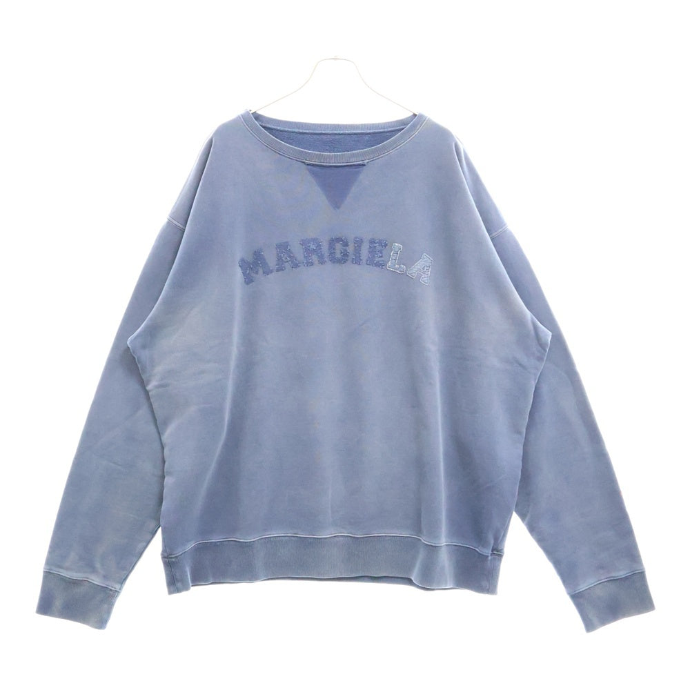 Maison Margiela(メゾンマルジェラ) 23SS ウォッシュ加工 フロントロゴ刺繍 クルーネック スウェットトレーナー ネイビー S50GU0209 S25570