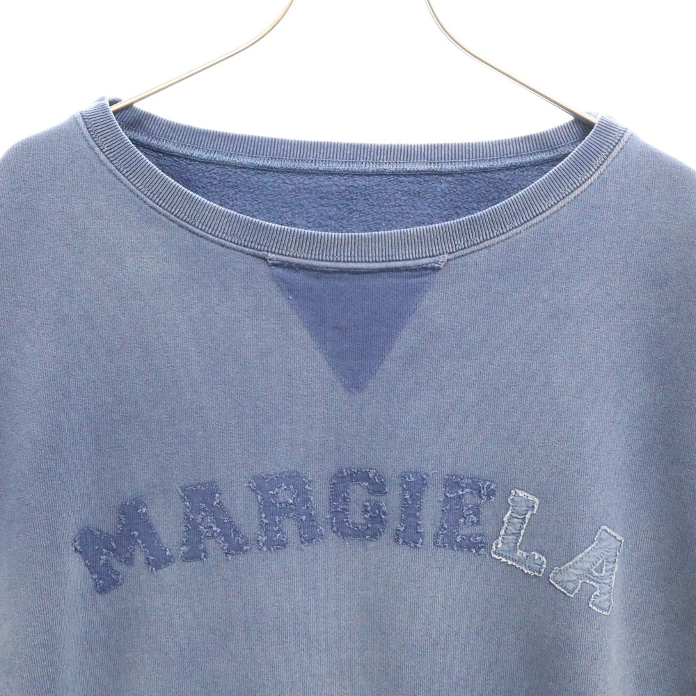 Maison Margiela(メゾンマルジェラ) 23SS ウォッシュ加工 フロントロゴ刺繍 クルーネック スウェットトレーナー ネイビー S50GU0209 S25570