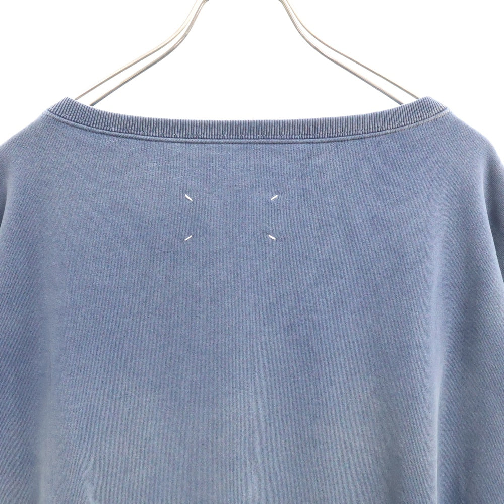 Maison Margiela(メゾンマルジェラ) 23SS ウォッシュ加工 フロントロゴ刺繍 クルーネック スウェットトレーナー ネイビー S50GU0209 S25570
