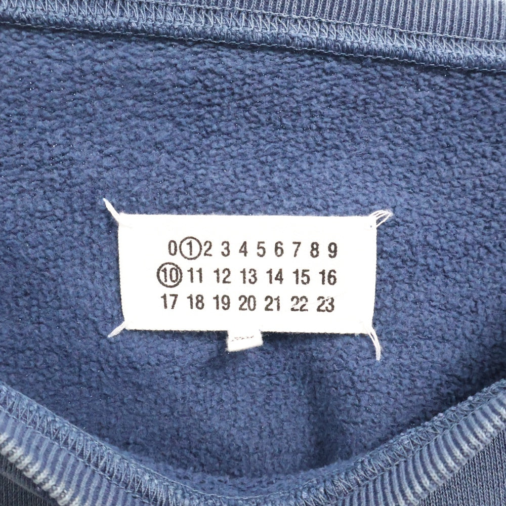 Maison Margiela(メゾンマルジェラ) 23SS ウォッシュ加工 フロントロゴ刺繍 クルーネック スウェットトレーナー ネイビー S50GU0209 S25570