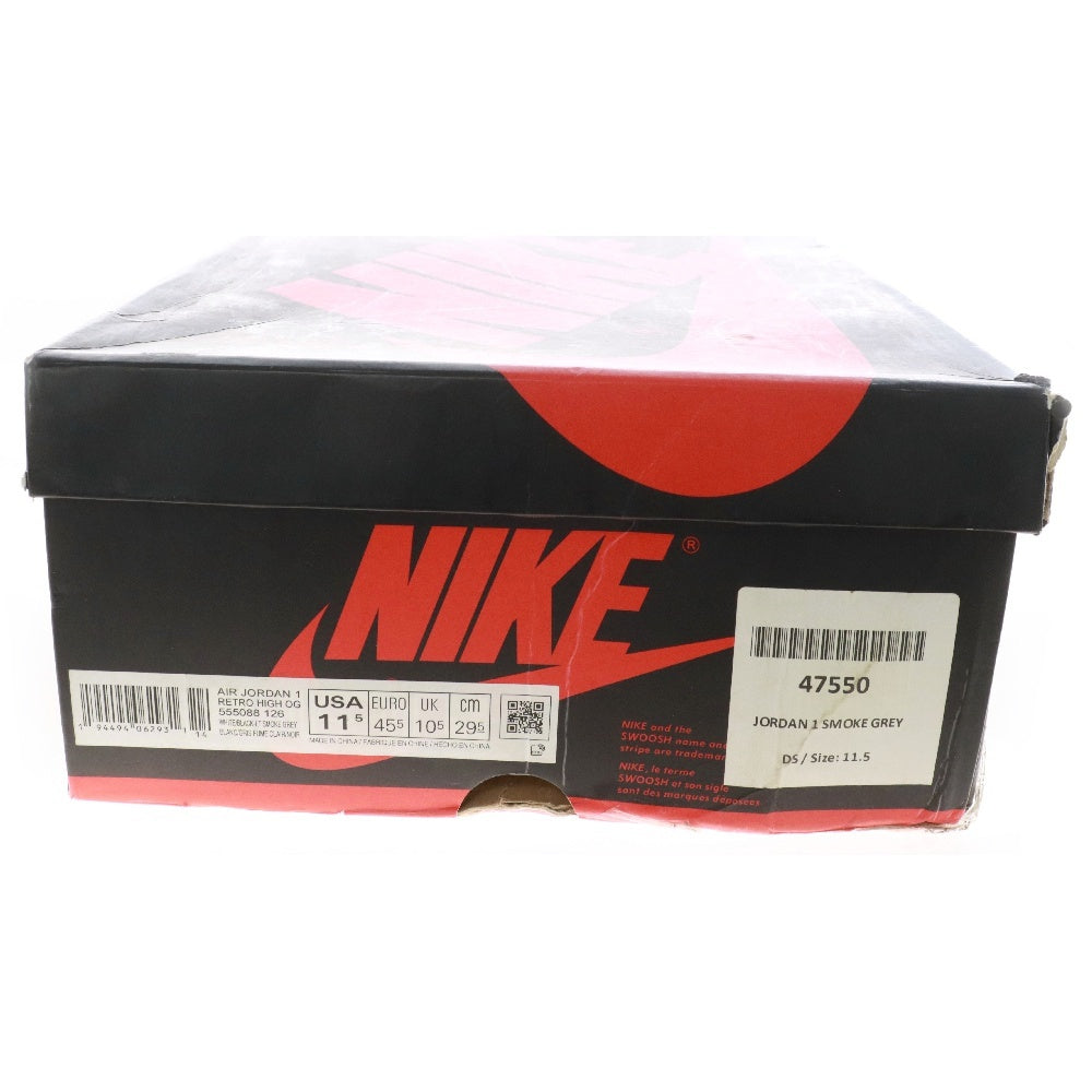 NIKE(ナイキ) AIR JORDAN1 RETRO HIGH OG LIGHT SMOKE GREY 555088-126 エアジョーダン1 スモークグレイ ハイカットスニーカー ホワイト/グレー US11.5/29.5cm