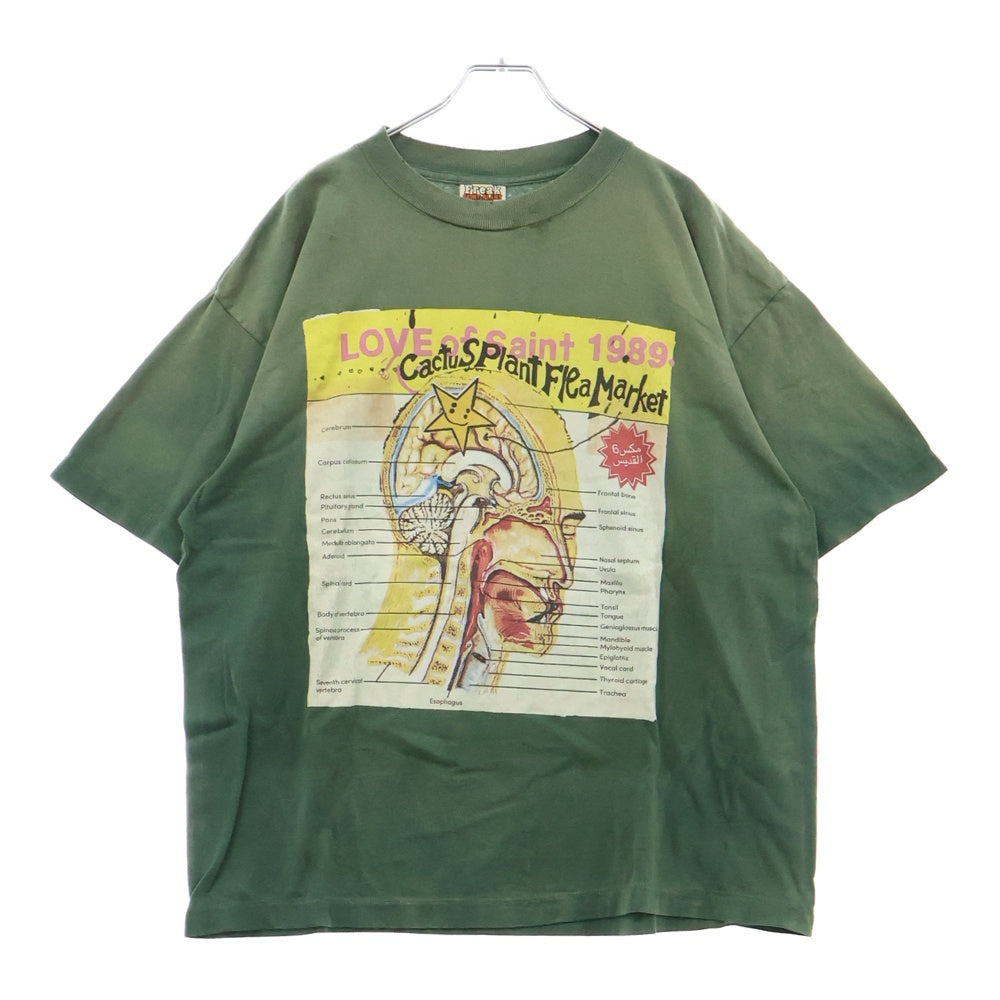 SAINT MICHAEL(セントマイケル) 24AW×CPFM LOVE OF SNT SM-YS1-0000-C04 ヴィンテージ加工プリント半袖Tシャツ グリーン