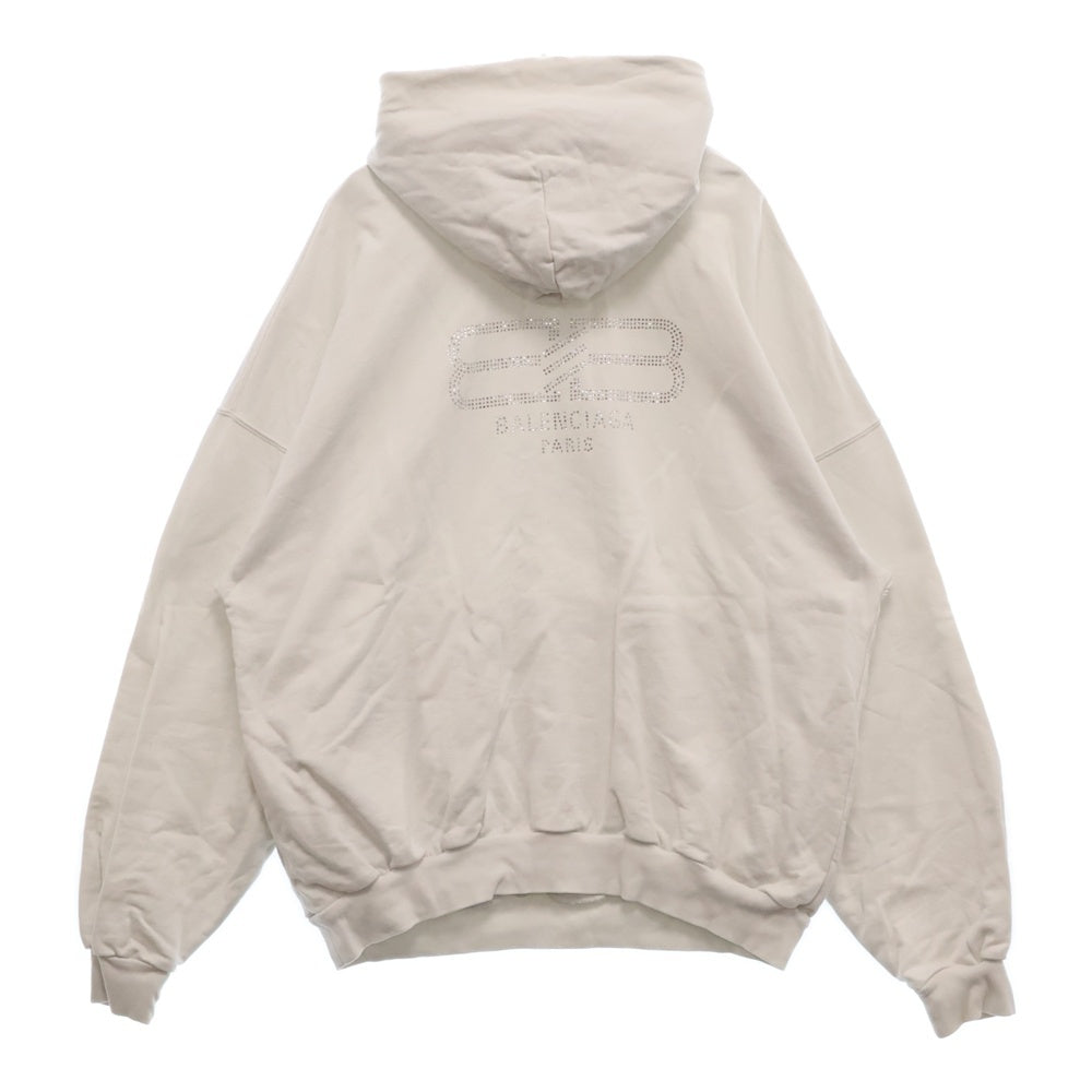 BALENCIAGA(バレンシアガ) 23AW BB Paris Strass Hoodie ラインストーンロゴプルオーバーフーディ クリーム 739024 TOVU9