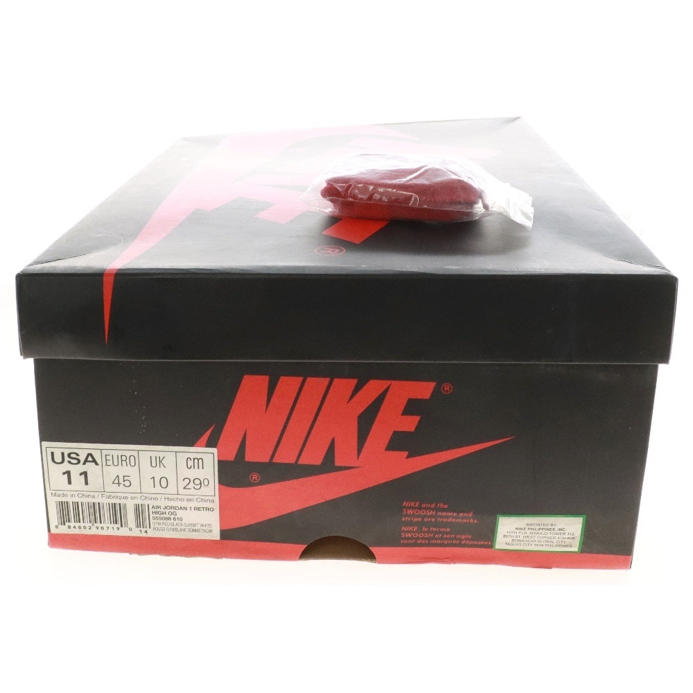NIKE(ナイキ) AIR JORDAN 1 RETRO HIGH OG BRED TOE 555088-610 エアジョーダン1 ブレッドトゥ ハイカットスニーカー レッド/ブラック US11/29cm