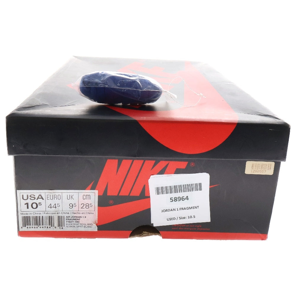 NIKE(ナイキ) ×FRAGMENT DESIGN AIR JORDAN 1 RETRO HIGH OG×フラグメントデザイン エアジョーダン1 レトロ ハイカットスニーカー 716371-040 US10.5/28.5cm ホワイト/ブルー/ブラック
