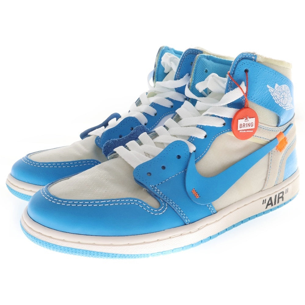 NIKE(ナイキ) ×OFF-WHITE AIR JORDAN 1 POWDER BLUE UNC AQ0818-148 オフホワイト エアジョーダン1 パウダーブルー ハイカットスニーカー US9.5/27.5cm ホワイト/ブルー