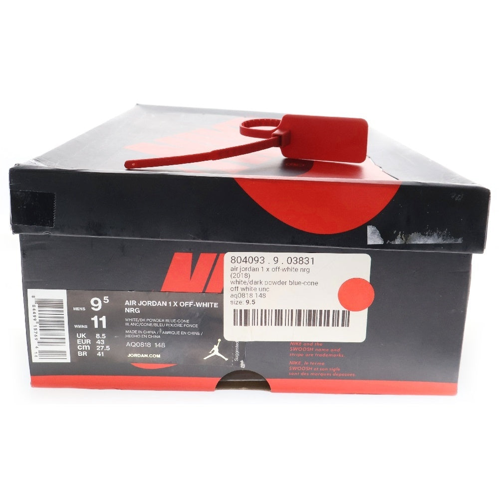 NIKE(ナイキ) ×OFF-WHITE AIR JORDAN 1 POWDER BLUE UNC AQ0818-148 オフホワイト エアジョーダン1 パウダーブルー ハイカットスニーカー US9.5/27.5cm ホワイト/ブルー