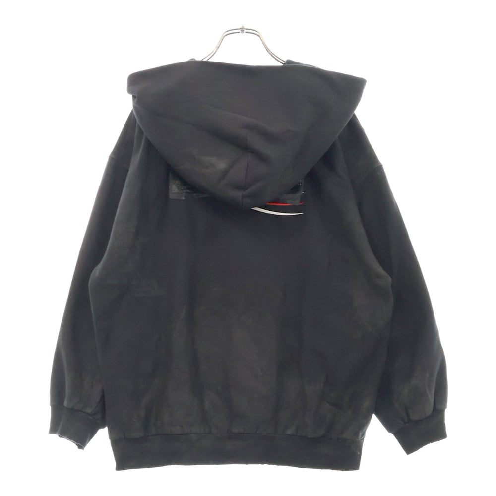 BALENCIAGA(バレンシアガ) キャンペーンロゴダメージ加工スウェットジップアップパーカー 720424 TNVK5 ブラック