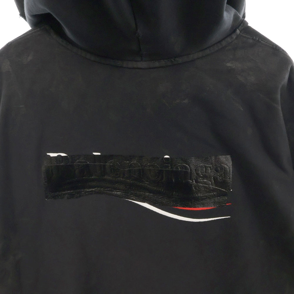 BALENCIAGA(バレンシアガ) キャンペーンロゴダメージ加工スウェットジップアップパーカー 720424 TNVK5 ブラック