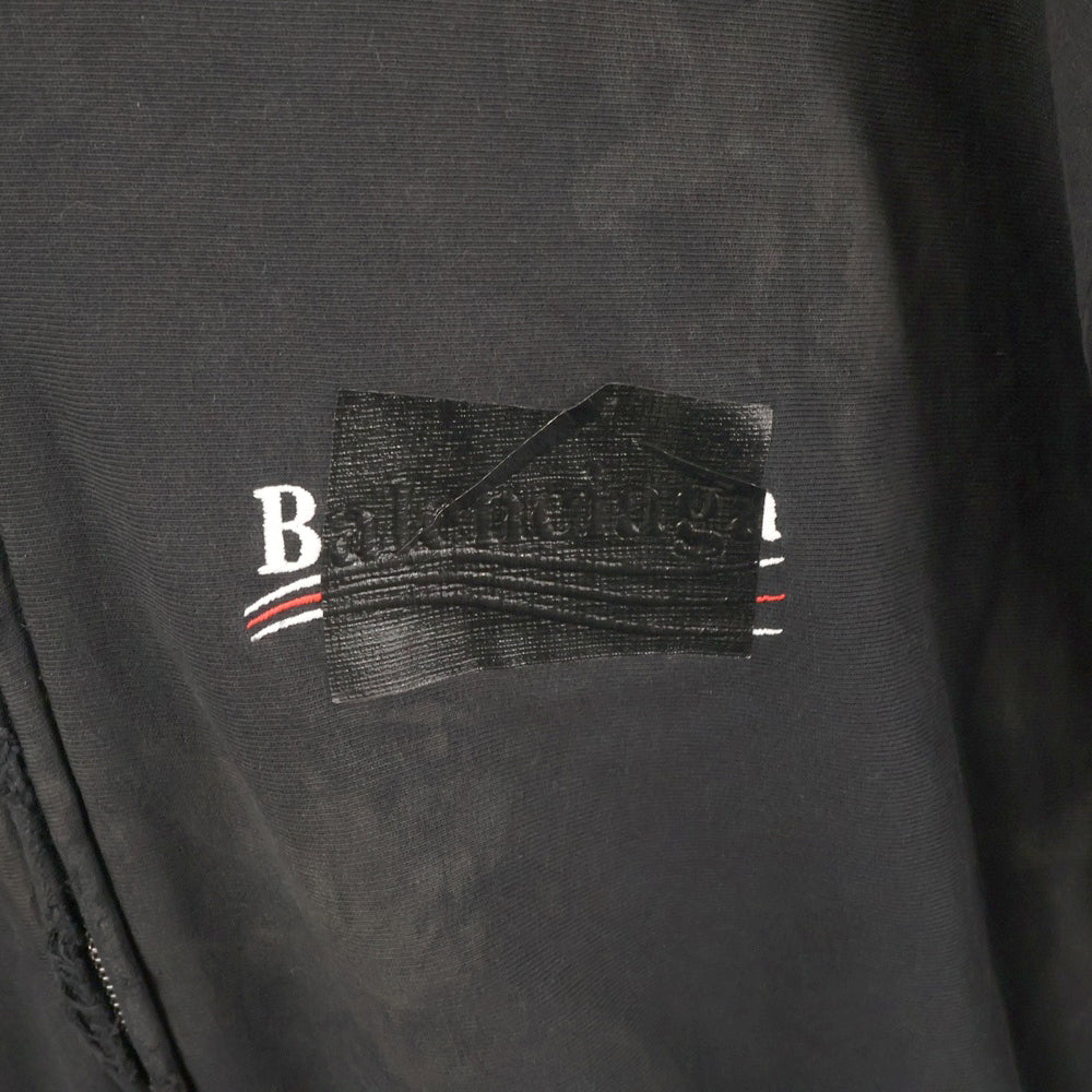 BALENCIAGA(バレンシアガ) キャンペーンロゴダメージ加工スウェットジップアップパーカー 720424 TNVK5 ブラック