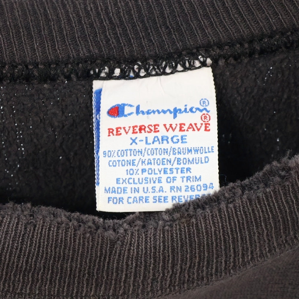 CHAMPION(チャンピオン) 90's REVERSE WEAVE GRORGIA リバースウィーブ ジョージア 刺繍タグ プリントロゴ ブラック