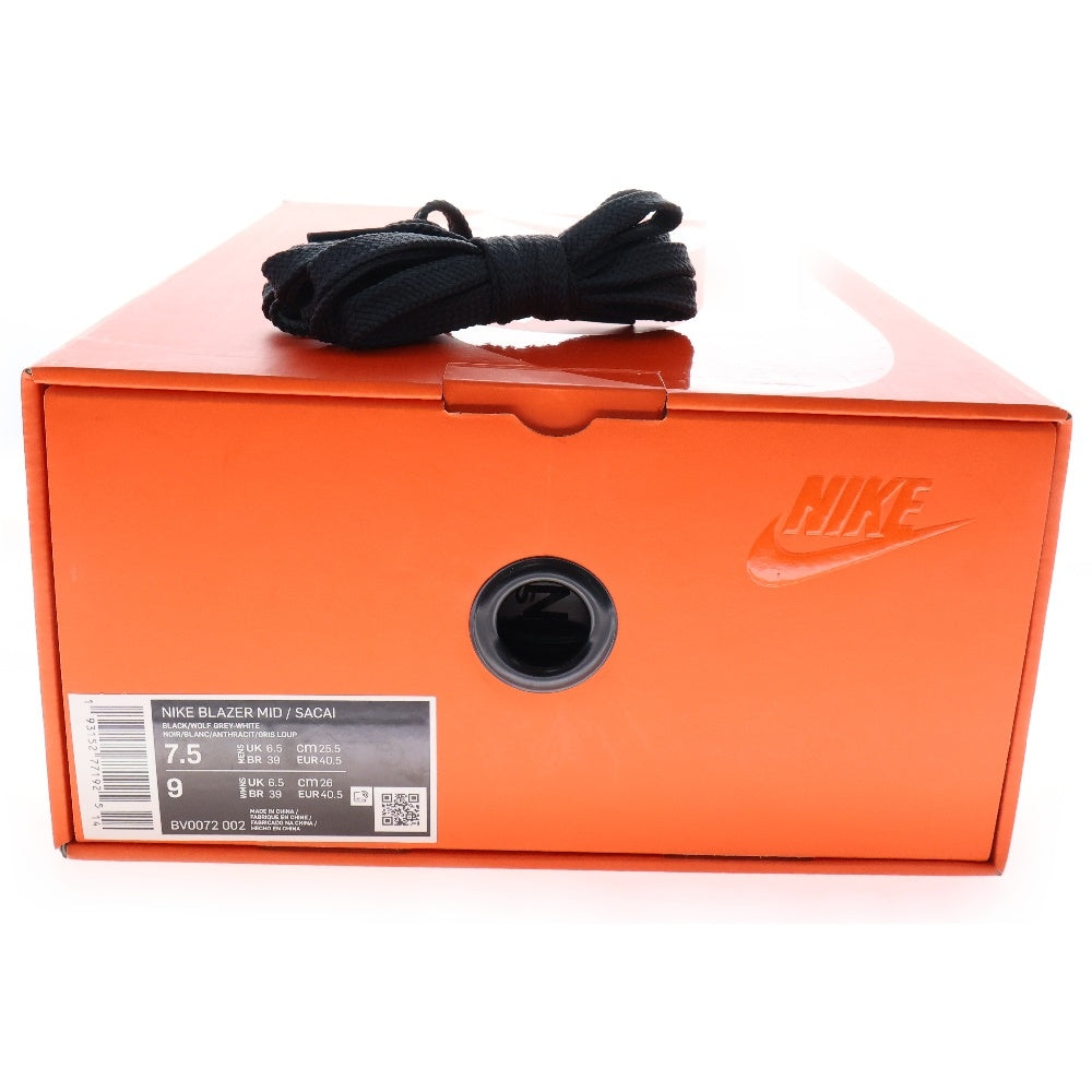 NIKE(ナイキ) ×sacai BLAZER MID BV0072-002 サカイ ブレザーミッド ミッドカットスニーカー ブラック/ホワイト US7.5/25.5cm