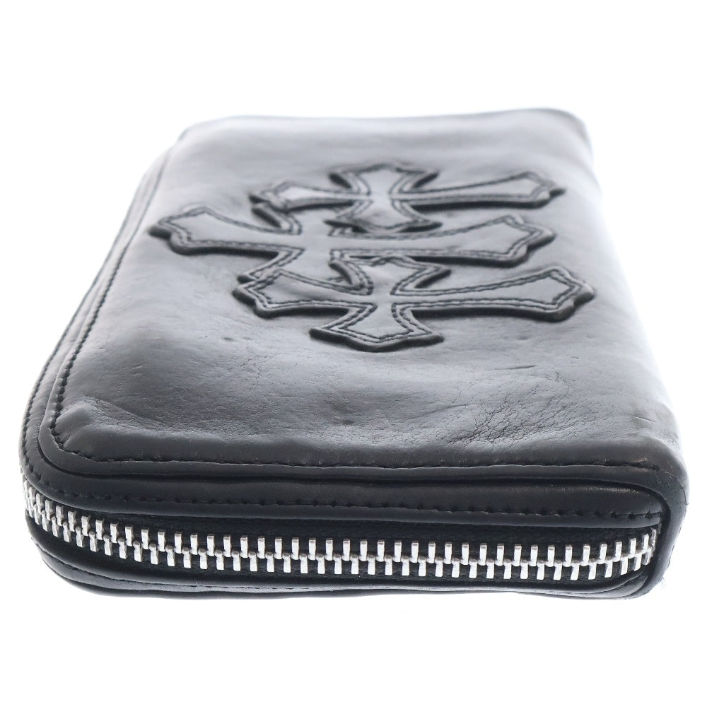 CHROME HEARTS(クロムハーツ) REC F ZIP 3クロス ラウンドジップレザーウォレット 財布 ブラック BCA368