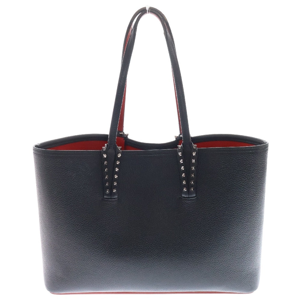 CHRISTIAN LOUBOUTIN(クリスチャンルブタン) カバタ スタッズ レザーハンドバッグ ポーチ付き ブラック/レッド