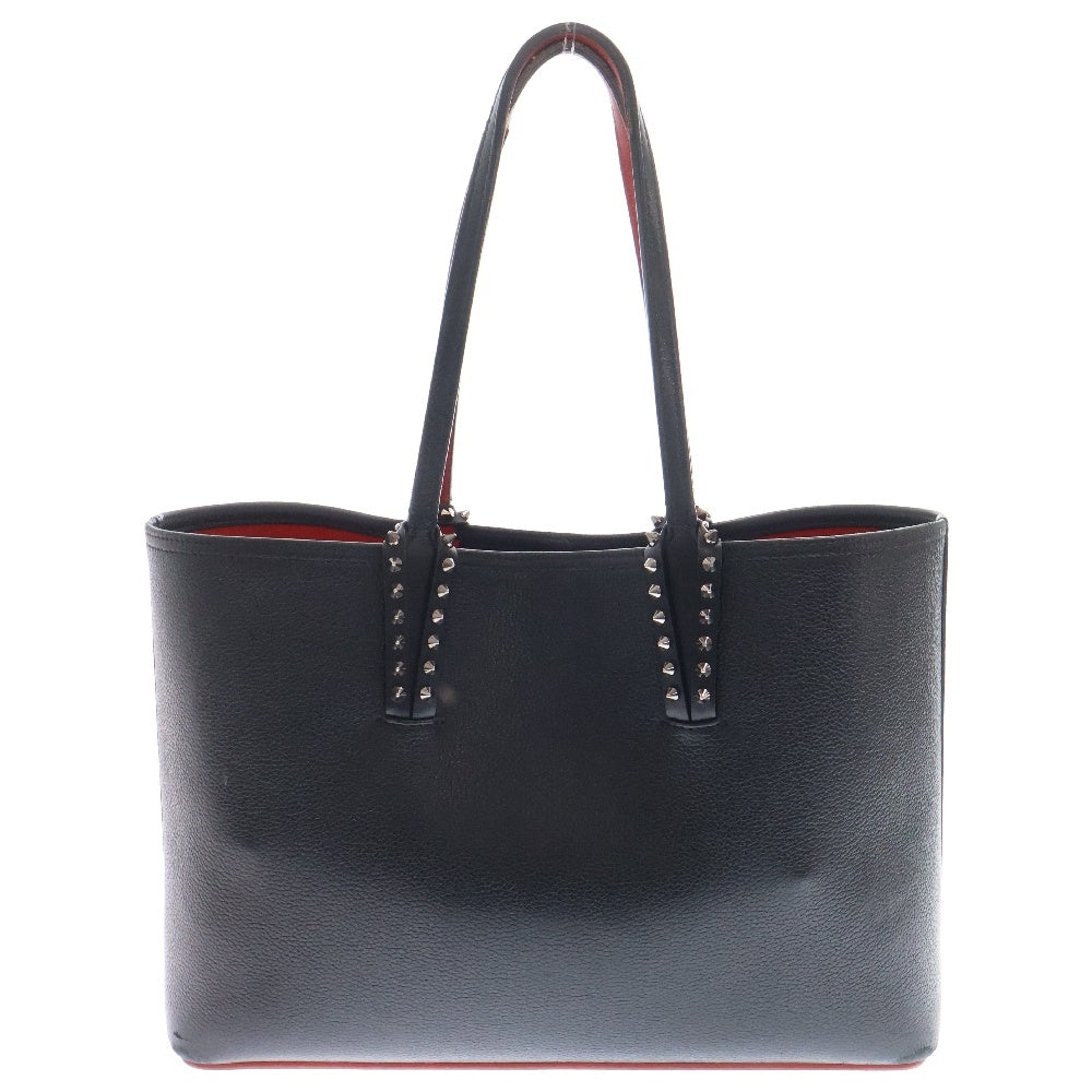 CHRISTIAN LOUBOUTIN(クリスチャンルブタン) カバタ スタッズ レザーハンドバッグ ポーチ付き ブラック/レッド