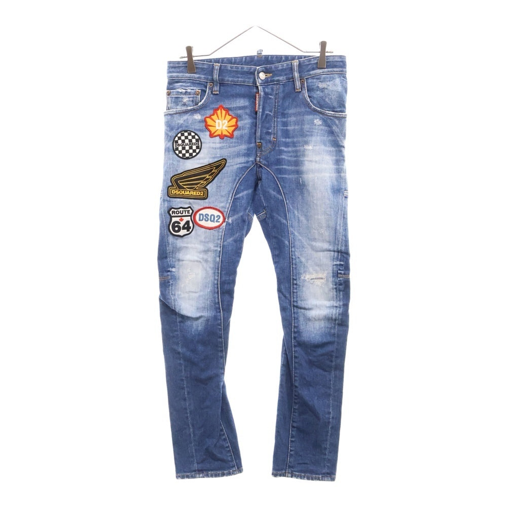 DSQUARED2(ディースクエアード) TIDY BIKER JEAN タイディー バイカー ジーン パッチ付きスキニーデニムパンツ インディゴ S74LB00737
