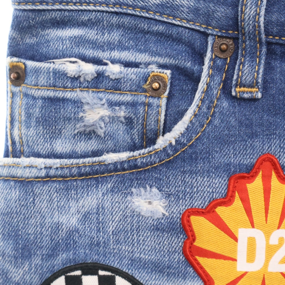 DSQUARED2(ディースクエアード) TIDY BIKER JEAN タイディー バイカー ジーン パッチ付きスキニーデニムパンツ インディゴ S74LB00737