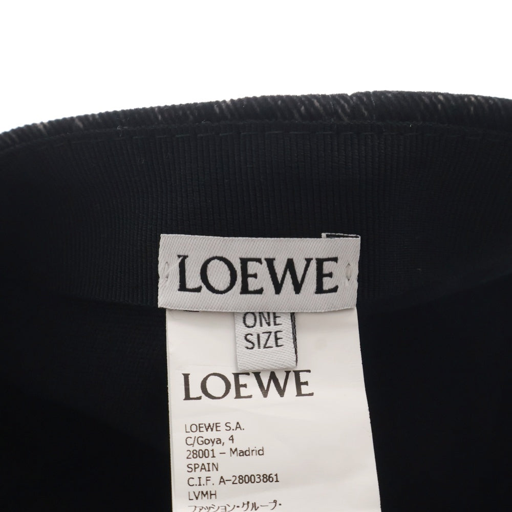 LOEWE(ロエベ) アナグラム ロゴパッチ フロックデニム キャップ 帽子 ブラック K820358X27