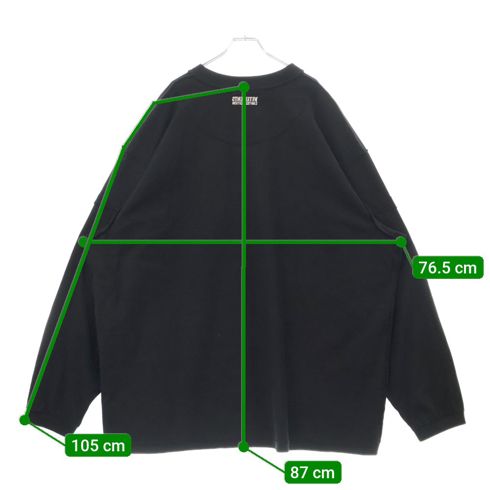 VETEMENTS(ヴェトモン) 24SS DECONSTRUCTED LONGSLEEVE T-SHIRT デコンストラクト 長袖Tシャツ ブラック UE64LS600B