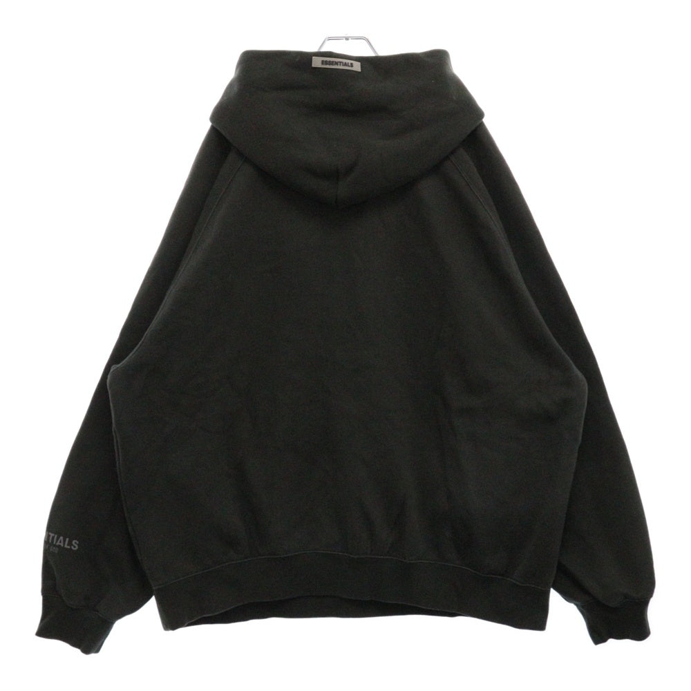 FEAR OF GOD ESSENTIALS(フィアオブゴッド エッセンシャルズ) フロントラバーロゴ プルオーバーフーディー パーカー ブラック